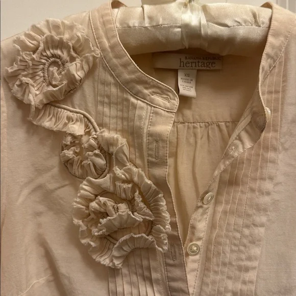 Banana Republic silk-cotton boho 3/4 sleeve Heritage Popover, Size XS - Picture 6 of 8